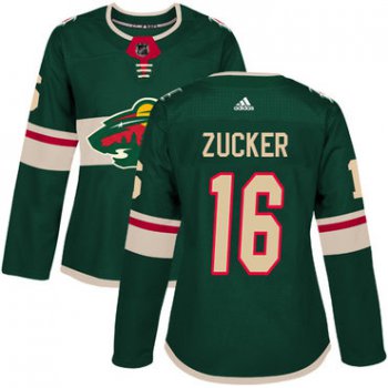 Adidas Minnesota Wild #16 Jason Zucker Green Home Authentic Women's Stitched NHL Jersey