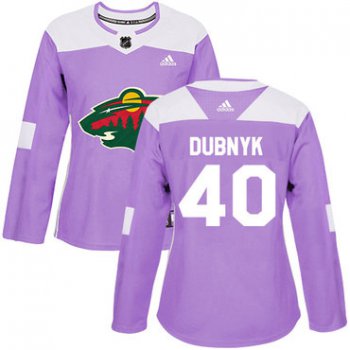 Adidas Minnesota Wild #40 Devan Dubnyk Purple Authentic Fights Cancer Women's Stitched NHL Jersey