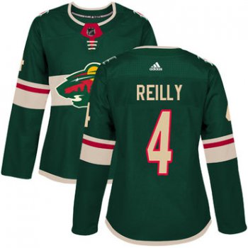 Adidas Minnesota Wild #4 Mike Reilly Green Home Authentic Women's Stitched NHL Jersey