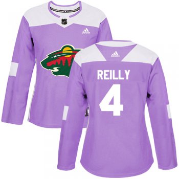 Adidas Minnesota Wild #4 Mike Reilly Purple Authentic Fights Cancer Women's Stitched NHL Jersey