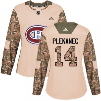 Adidas Montreal Canadiens #14 Tomas Plekanec Camo Authentic 2017 Veterans Day Women's Stitched NHL Jersey