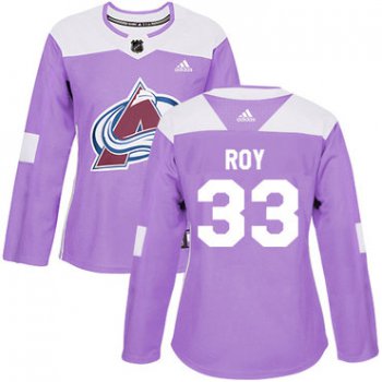 Adidas Colorado Avalanche #33 Patrick Roy Purple Authentic Fights Cancer Women's Stitched NHL Jersey