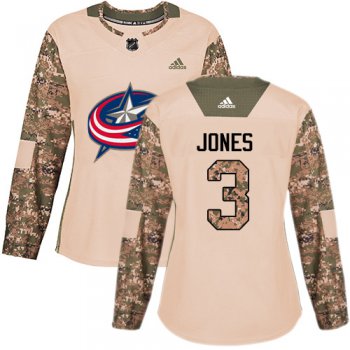Adidas Columbus Blue Jackets #3 Seth Jones Camo Authentic 2017 Veterans Day Women's Stitched NHL Jersey