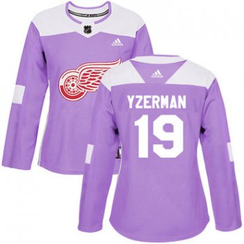Adidas Detroit Red Wings #19 Steve Yzerman Purple Authentic Fights Cancer Women's Stitched NHL Jersey
