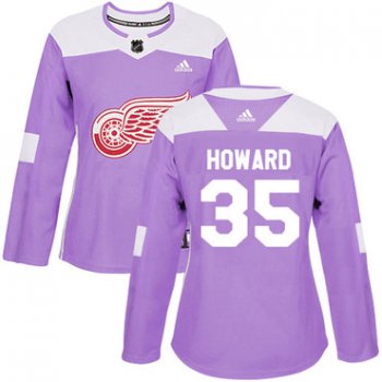 Adidas Detroit Red Wings #35 Jimmy Howard Purple Authentic Fights Cancer Women's Stitched NHL Jersey