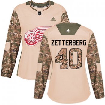 Adidas Detroit Red Wings #40 Henrik Zetterberg Camo Authentic 2017 Veterans Day Women's Stitched NHL Jersey