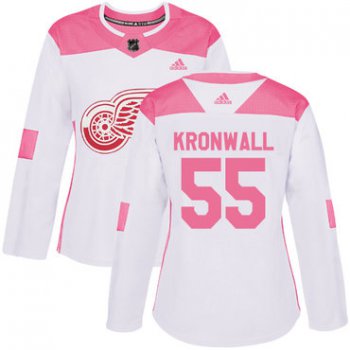 Adidas Detroit Red Wings #55 Niklas Kronwall White Pink Authentic Fashion Women's Stitched NHL Jersey