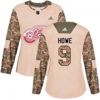 Adidas Detroit Red Wings #9 Gordie Howe Camo Authentic 2017 Veterans Day Women's Stitched NHL Jersey