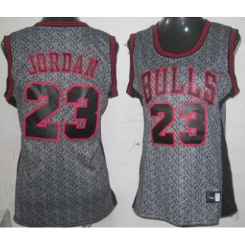 Chicago Bulls #23 Michael Jordan Gray Static Fashion Womens Jersey