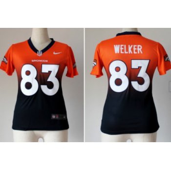 Nike Denver Broncos #83 Wes Welker Orange/Blue Fadeaway Womens Jersey