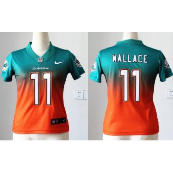Nike Miami Dolphins #11 Mike Wallace Green/Orange Fadeaway Womens Jersey