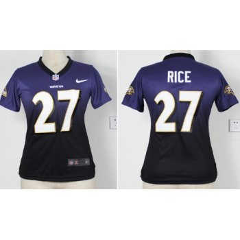 Nike Baltimore Ravens #27 Ray Rice Purple/Black Fadeaway Womens Jersey