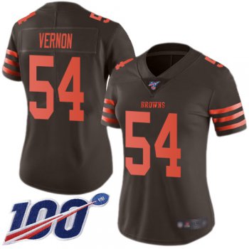 Nike Browns #54 Olivier Vernon Brown Women's Stitched NFL Limited Rush 100th Season Jersey