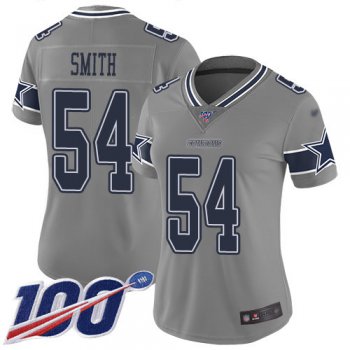 Nike Cowboys #54 Jaylon Smith Gray Women's Stitched NFL Limited Inverted Legend 100th Season Jersey
