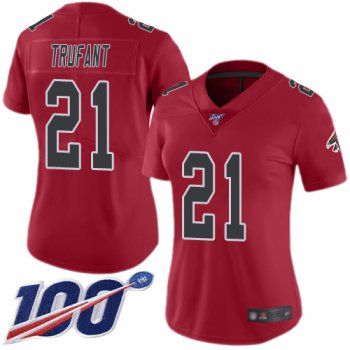 Nike Falcons #21 Desmond Trufant Red Women's Stitched NFL Limited Rush 100th Season Jersey