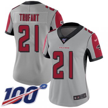 Nike Falcons #21 Desmond Trufant Silver Women's Stitched NFL Limited Inverted Legend 100th Season Jersey
