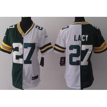 Nike Green Bay Packers #27 Eddie Lacy Green/White Two Tone Womens Jersey