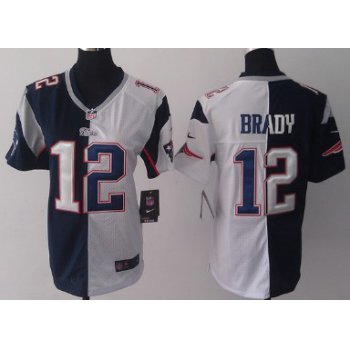 Nike New England Patriots #12 Tom Brady Blue/White Two Tone Womens Jersey