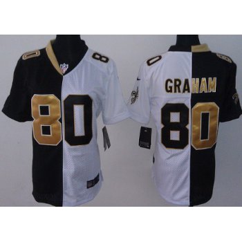 Nike New Orleans Saints #80 Jimmy Graham Black/White Two Tone Womens Jersey