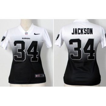 Nike Oakland Raiders #34 Bo Jackson White/Black Fadeaway Womens Jersey