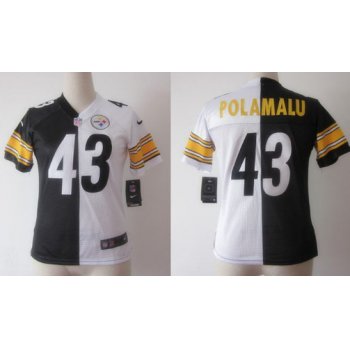 Nike Pittsburgh Steelers #43 Troy Polamalu Black/White Two Tone Womens Jersey