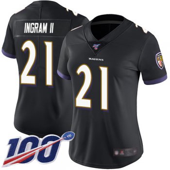 Nike Ravens #21 Mark Ingram II Black Alternate Women's Stitched NFL 100th Season Vapor Limited Jersey