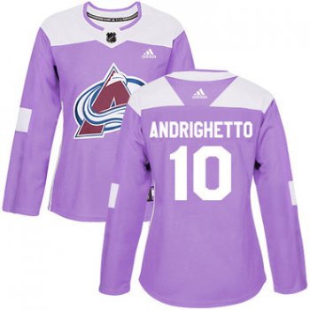 Adidas Colorado Avalanche #10 Sven Andrighetto Purple Authentic Fights Cancer Women's Stitched NHL Jersey