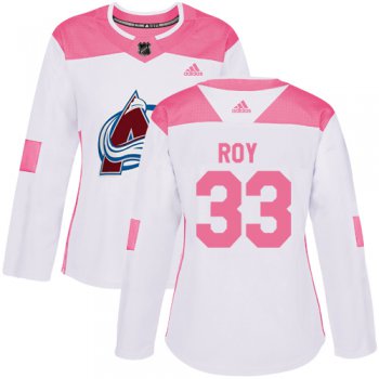 Adidas Colorado Avalanche #33 Patrick Roy White Pink Authentic Fashion Women's Stitched NHL Jersey
