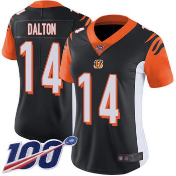 Nike Bengals #14 Andy Dalton Black Team Color Women's Stitched NFL 100th Season Vapor Limited Jersey