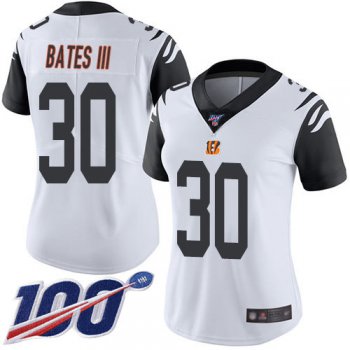 Nike Bengals #30 Jessie Bates III White Women's Stitched NFL Limited Rush 100th Season Jersey