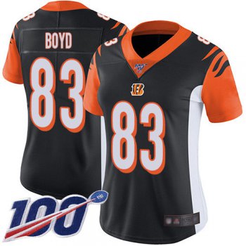 Nike Bengals #83 Tyler Boyd Black Team Color Women's Stitched NFL 100th Season Vapor Limited Jersey