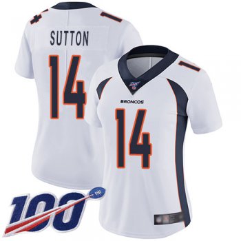Nike Broncos #14 Courtland Sutton White Women's Stitched NFL 100th Season Vapor Limited Jersey