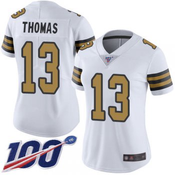 Nike Saints #13 Michael Thomas White Women's Stitched NFL Limited Rush 100th Season Jersey