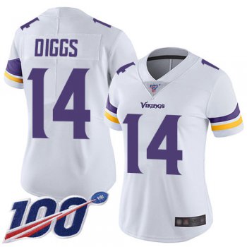 Nike Vikings #14 Stefon Diggs White Women's Stitched NFL 100th Season Vapor Limited Jersey