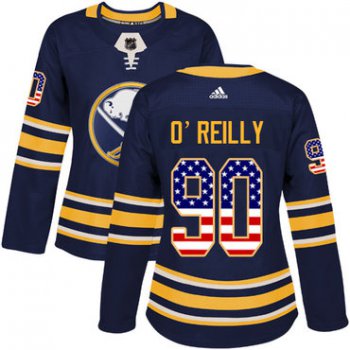 Adidas Buffalo Sabres #90 Ryan O'Reilly Navy Blue Home Authentic USA Flag Women's Stitched NHL Jersey