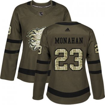 Adidas Calgary Flames #23 Sean Monahan Green Salute to Service Women's Stitched NHL Jersey