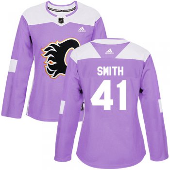 Adidas Calgary Flames #41 Mike Smith Purple Authentic Fights Cancer Women's Stitched NHL Jersey