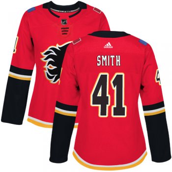 Adidas Calgary Flames #41 Mike Smith Red Home Authentic Women's Stitched NHL Jersey