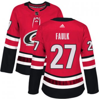 Adidas Carolina Hurricanes #27 Justin Faulk Red Home Authentic Women's Stitched NHL Jersey