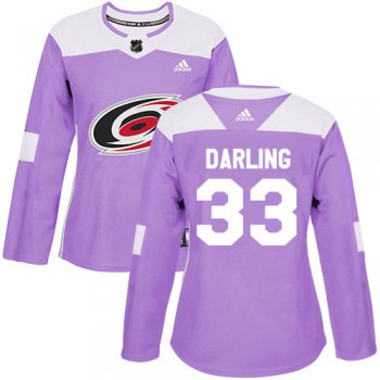 Adidas Carolina Hurricanes #33 Scott Darling Purple Authentic Fights Cancer Women's Stitched NHL Jersey