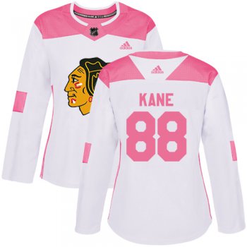 Adidas Chicago Blackhawks #88 Patrick Kane White Pink Authentic Fashion Women's Stitched NHL Jersey