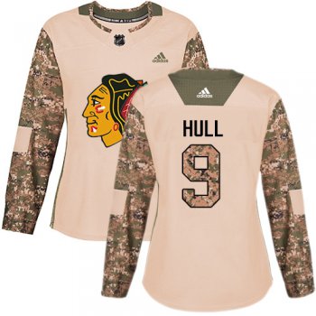 Adidas Chicago Blackhawks #9 Bobby Hull Camo Authentic 2017 Veterans Day Women's Stitched NHL Jersey