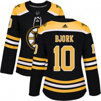 Adidas Boston Bruins #10 Anders Bjork Black Home Authentic Women's Stitched NHL Jersey