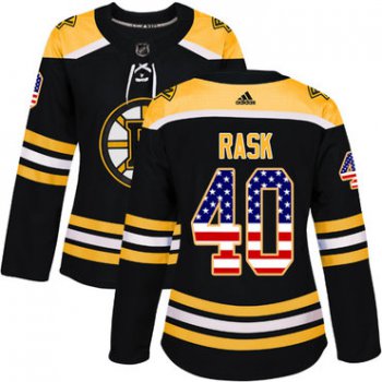 Adidas Boston Bruins #40 Tuukka Rask Black Home Authentic USA Flag Women's Stitched NHL Jersey