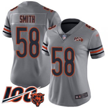Nike Bears #58 Roquan Smith Silver Women's Stitched NFL Limited Inverted Legend 100th Season Jersey