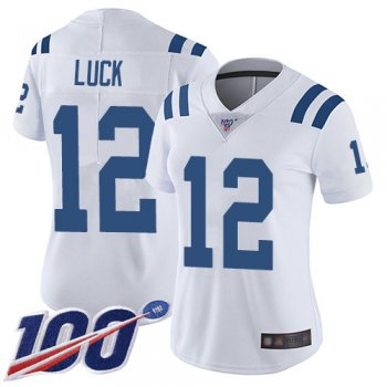 Nike Colts #12 Andrew Luck White Women's Stitched NFL 100th Season Vapor Limited Jersey