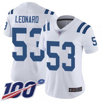 Nike Colts #53 Darius Leonard White Women's Stitched NFL 100th Season Vapor Limited Jersey
