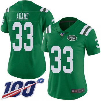 Nike Jets #33 Jamal Adams Green Women's Stitched NFL Limited Rush 100th Season Jersey