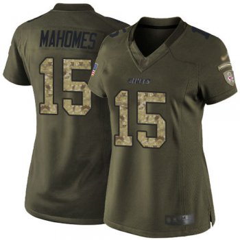 Chiefs #15 Patrick Mahomes Green Women's Stitched Football Limited 2015 Salute to Service Jersey