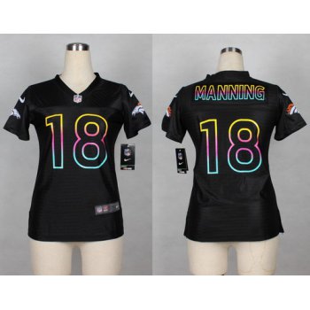 Nike Denver Broncos #18 Peyton Manning Pro Line Black Fashion Womens Jersey